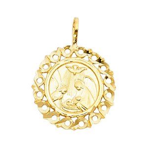 14K Yellow Gold Religious Baptism Pendant